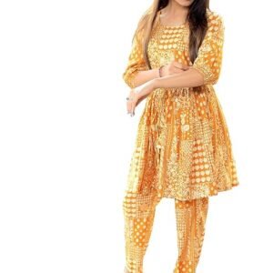 BAVAREE® Designer Women Export Quality Modal Chanderi with foil Print Top with Trousers Sophisticated Co-ord Set for Women