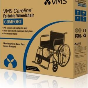 VMS Careline Pneumatic Wheel Regular Foldable Wheelchair with Safety Belt Manual Wheelchair (Self-propelled Wheelchair)